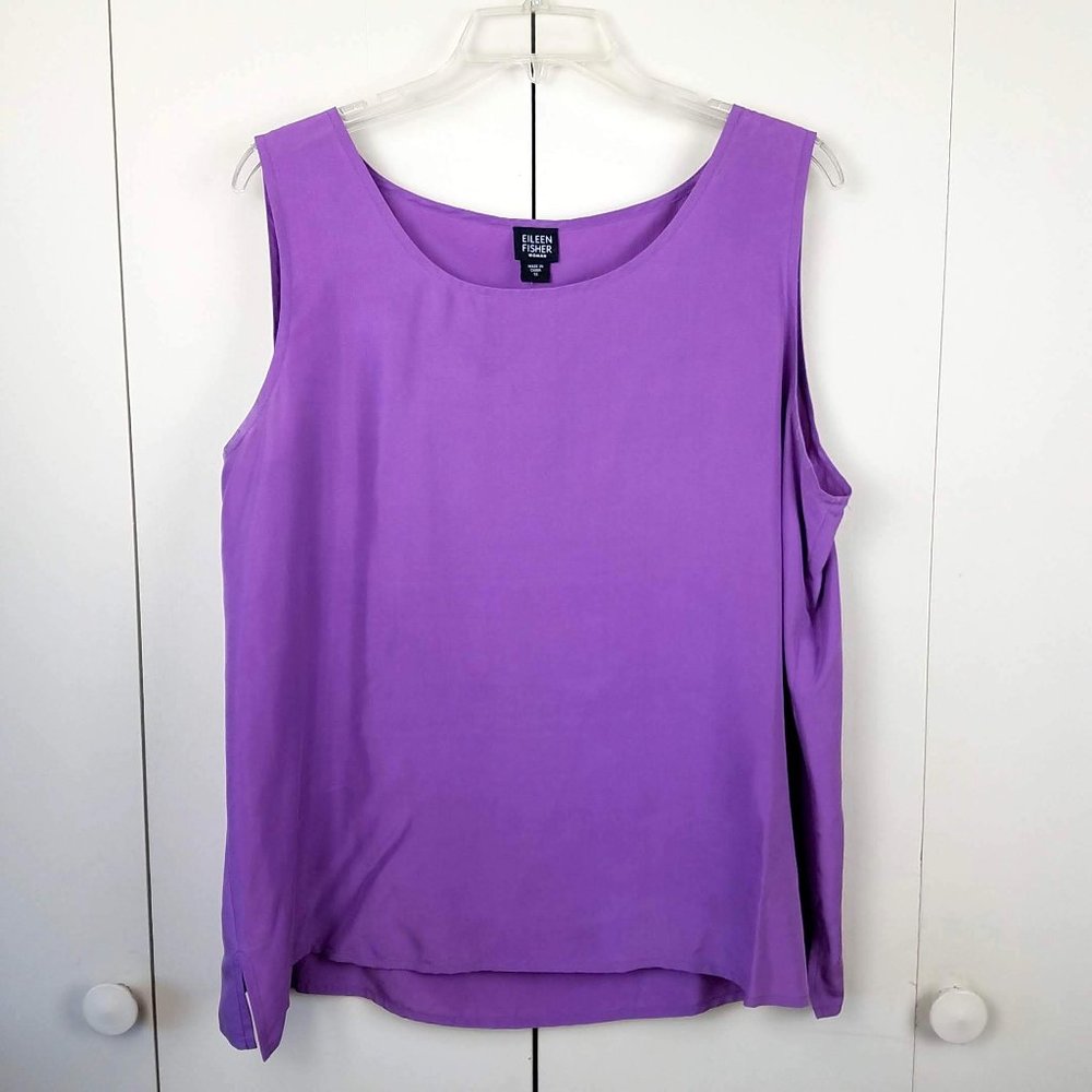 Eileen Fisher Purple Sleeveless Silk-Blend Tank Top